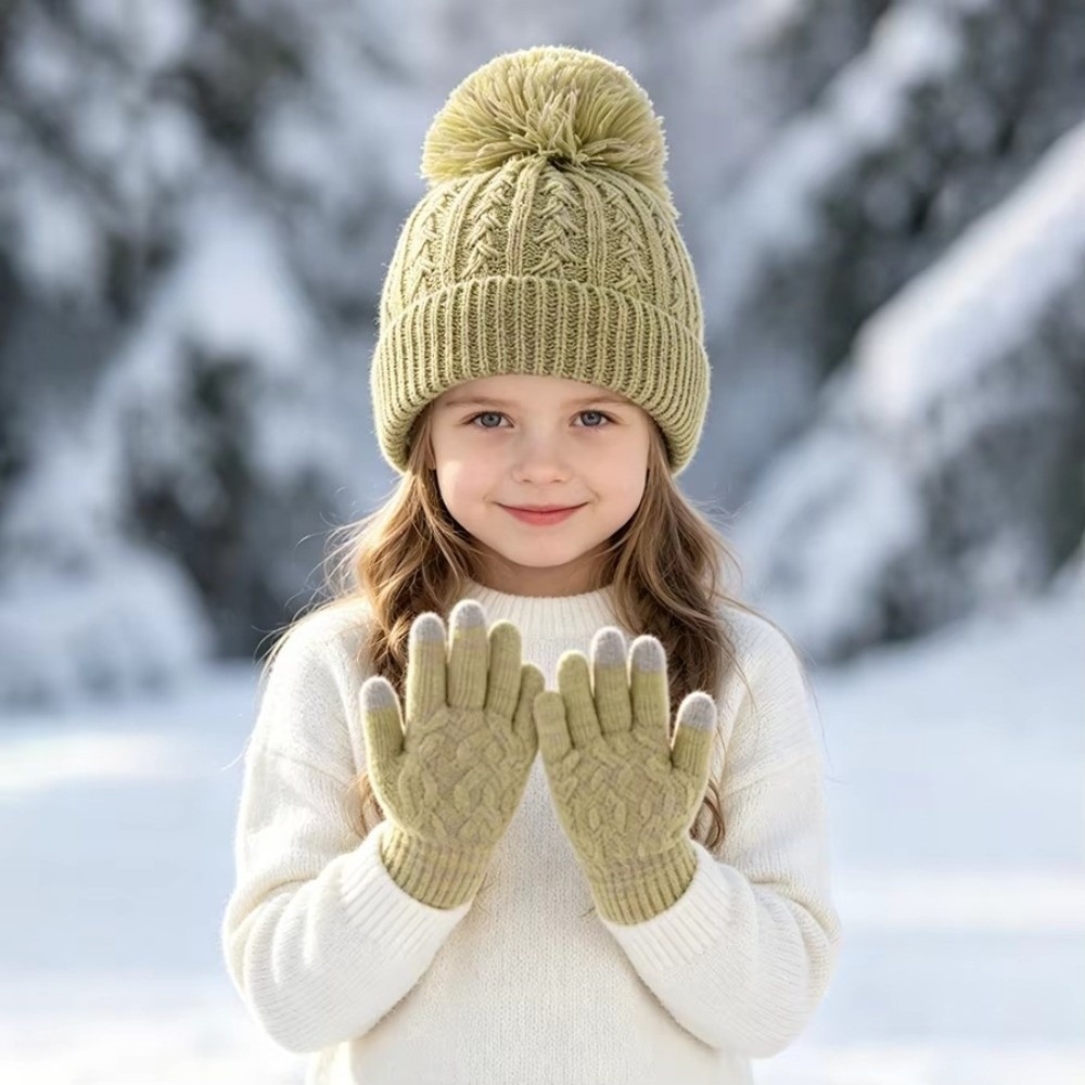 2Pcs/Set Fashion Winter Childr - Knit Glove Touch Screen recension och pris