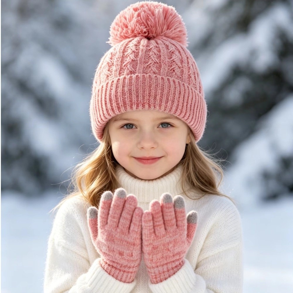 2Pcs/Set Fashion Winter Childr - Knit Glove Touch Screen recension och pris
